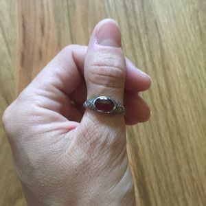 Sterling Silver Red Stone Ring